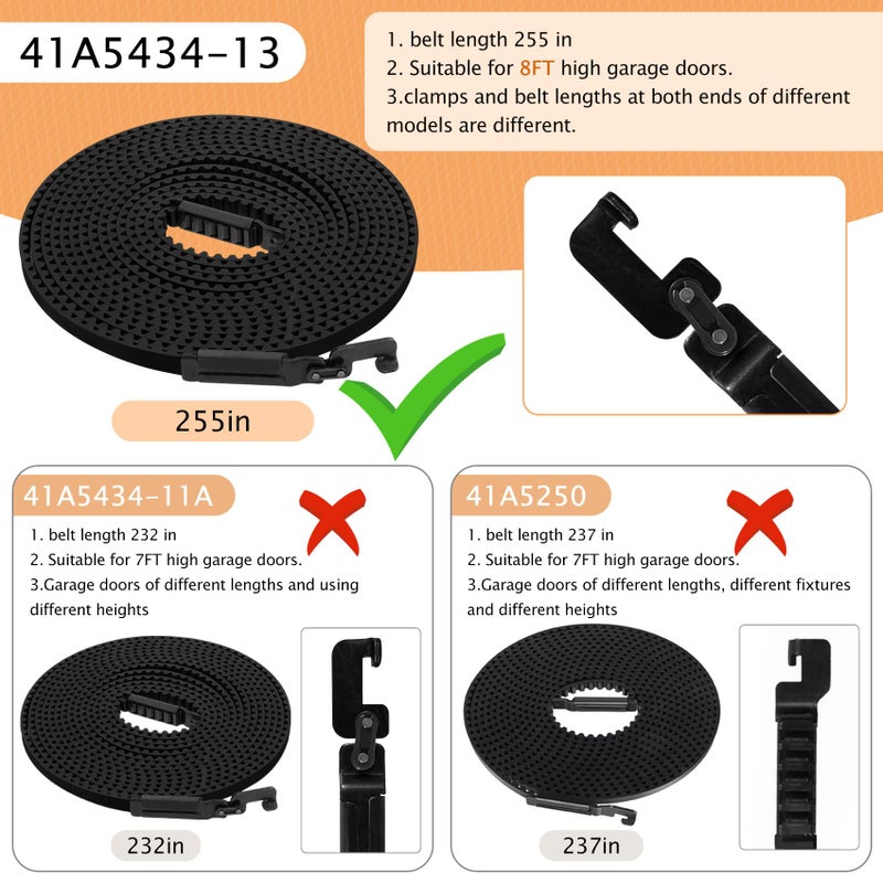 Vanesa 41A5434-13 Garage Door Belt 255"", 41A5434-13A Drive Belt for 8FT High Garage Doors, 041A5434-13A Replacement Belt Compatible with liftmaster/Chamberlain/sentex/Whisper Belt Models 3280, 2280, 2280R - Image 4